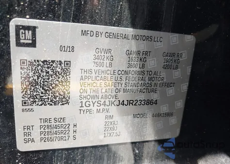 2018 Cadillac Escalade Esv Premium Luxury z USA, uszkodzony, nr VIN 1GYS4JKJ4JR233864